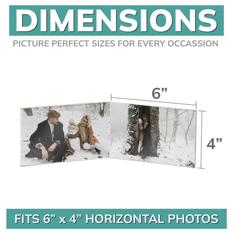 pbf PHOTO BOOTH FRAMES pbf 6x4 Double Picture Frame | 6 x 4 Acrylic Sign Holder | Horizontal Self Standing Sign Holder | Acrylic Stands for Display | Clear Picture Frame, Menu Table Top Stand, Plastic Flyer Holder (6-Pack) - Image 2